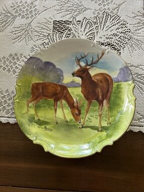 Limoges France coronet stag plate